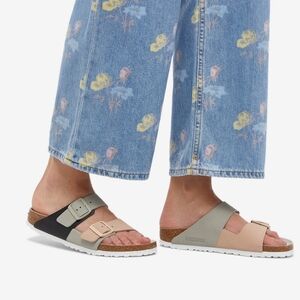 Birkenstock Two-Tone Black and Beige Sandals